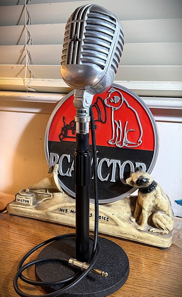 Vintage 1950's ASTATIC DR10 Crystal Microphone , original element works, + stand