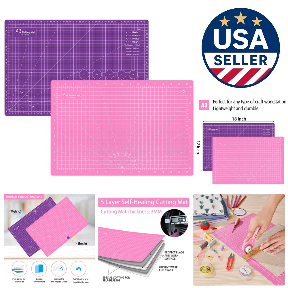 Thickened 18x12 Rotary Cutting Mat - Durable Double-Sided for Sewing Projects