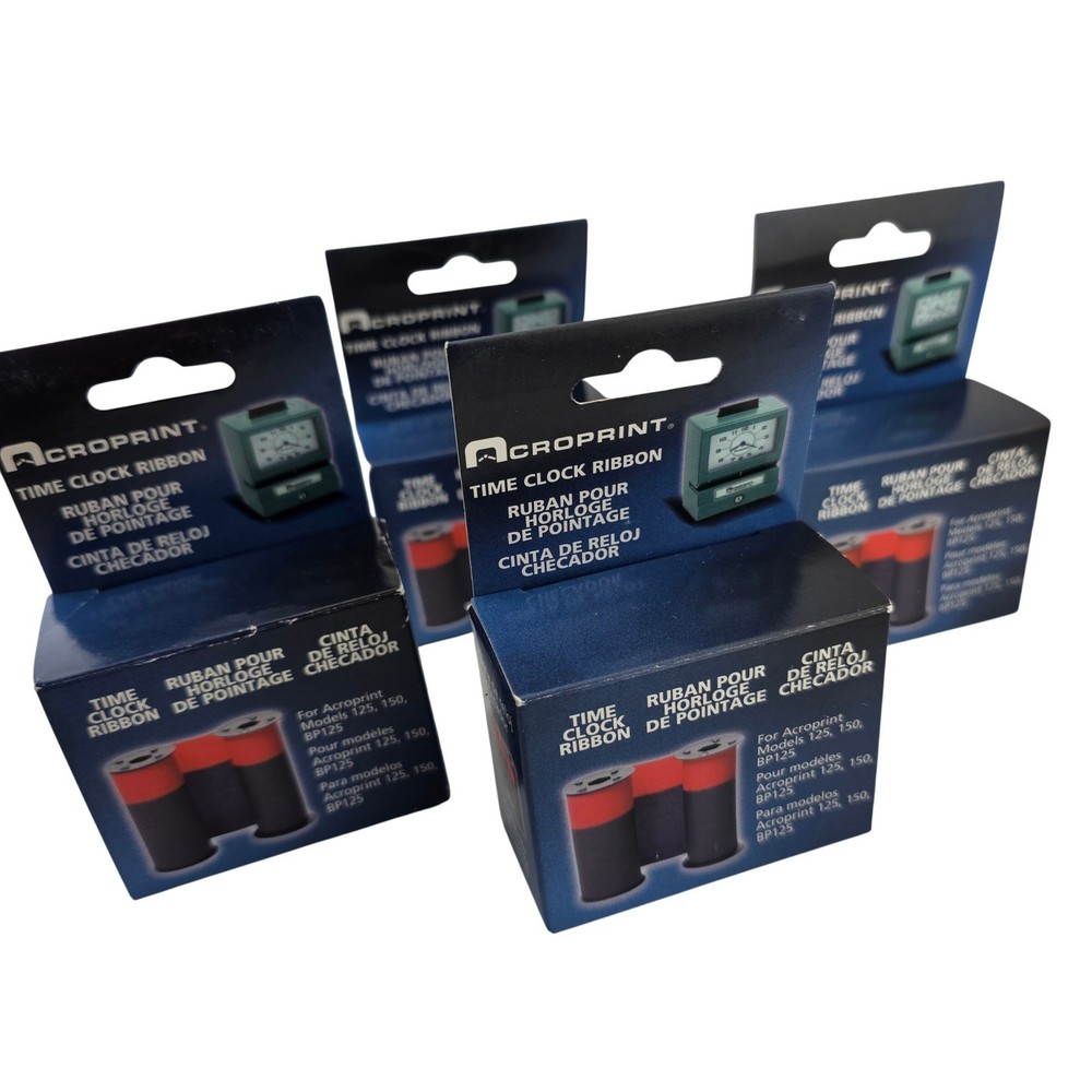 Acroprint Time Clock Ribbon Bundle 4 Pack Blue Red 20-0106-002