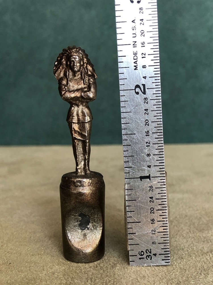 Miniature Standing Indian Chief Pipe Tamper, Solid Fine Pewter