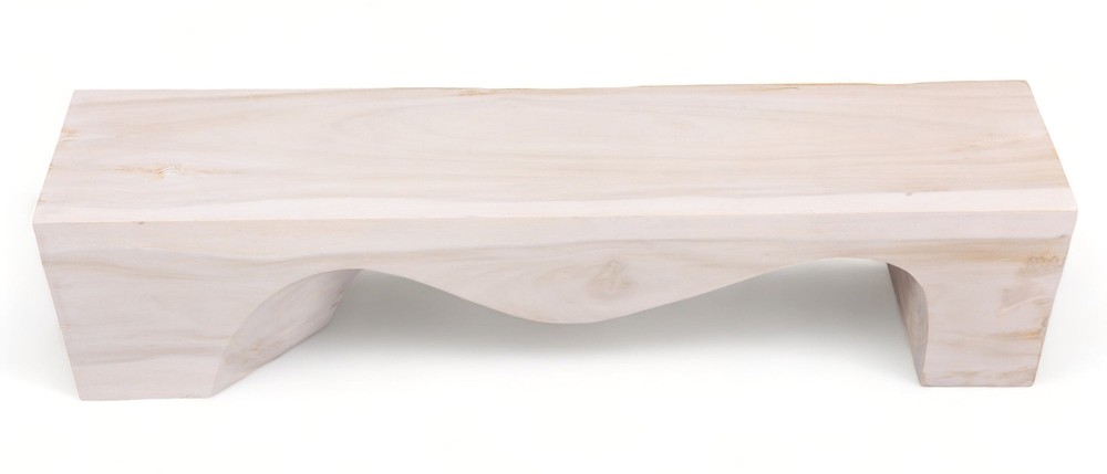 71" Inch Long Modern White Sculpture Bench - 8
