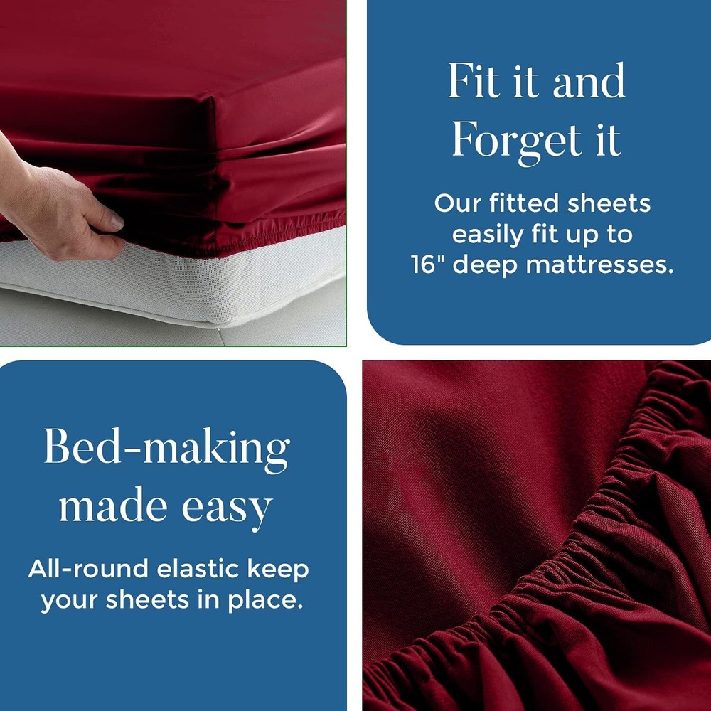 Jersey Fitted Bed Sheets 100% cotton 4pc Full Size