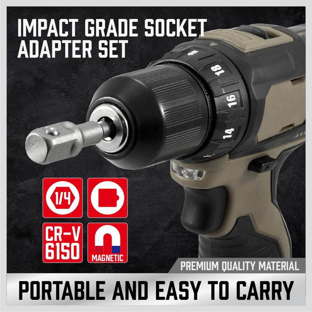 6Pcs Socket Adapter Impact Drill Bits Set 1/4" 3/8" 1/2" Hex Shank Extension Bar