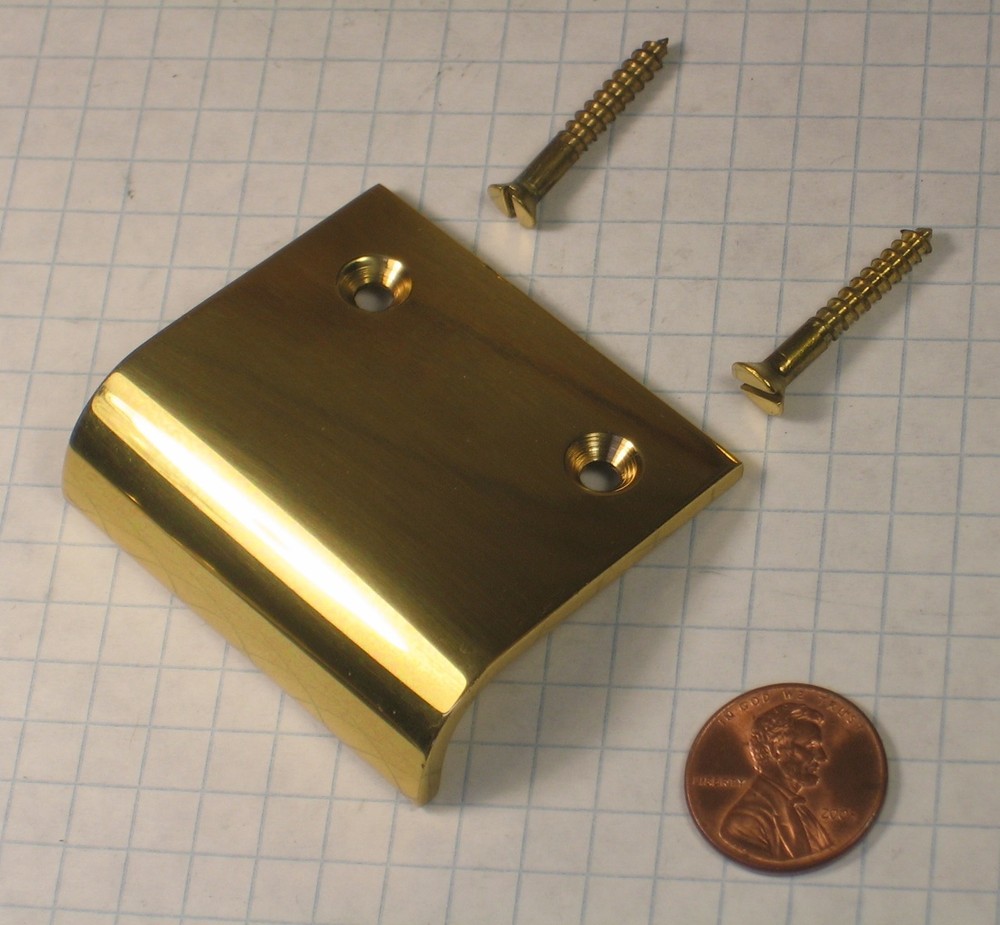 RAJACK #727 EDGE PULL, 2" WIDTH, 1/8" THICKNESS, SOLID BRASS, POLISHED FINISH