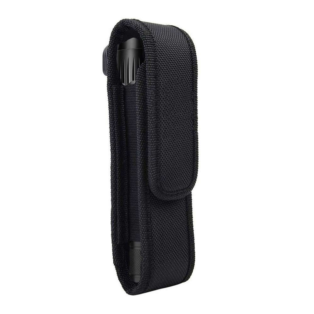 2 Pcs Flashlight Holster Pouch Holder Flash Light Belt Carry Case Black
