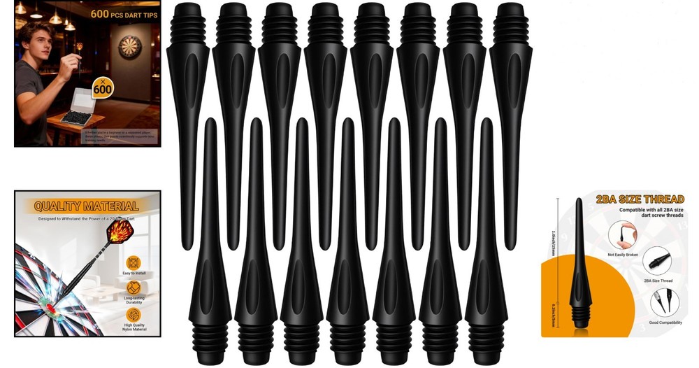 Plastic Dart Points 150 Pack for 2BA Threads Replacement Accessories Black