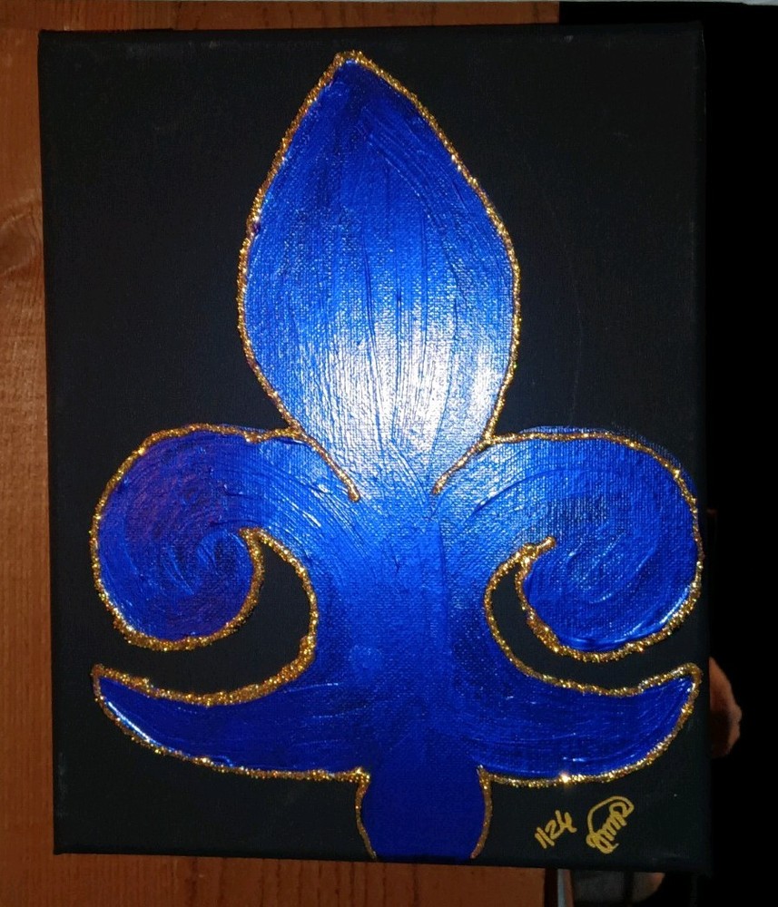 Handmade Handpainted Fleur-de-lis Eiffel Tower Bow Canvas Art, Various Colors
