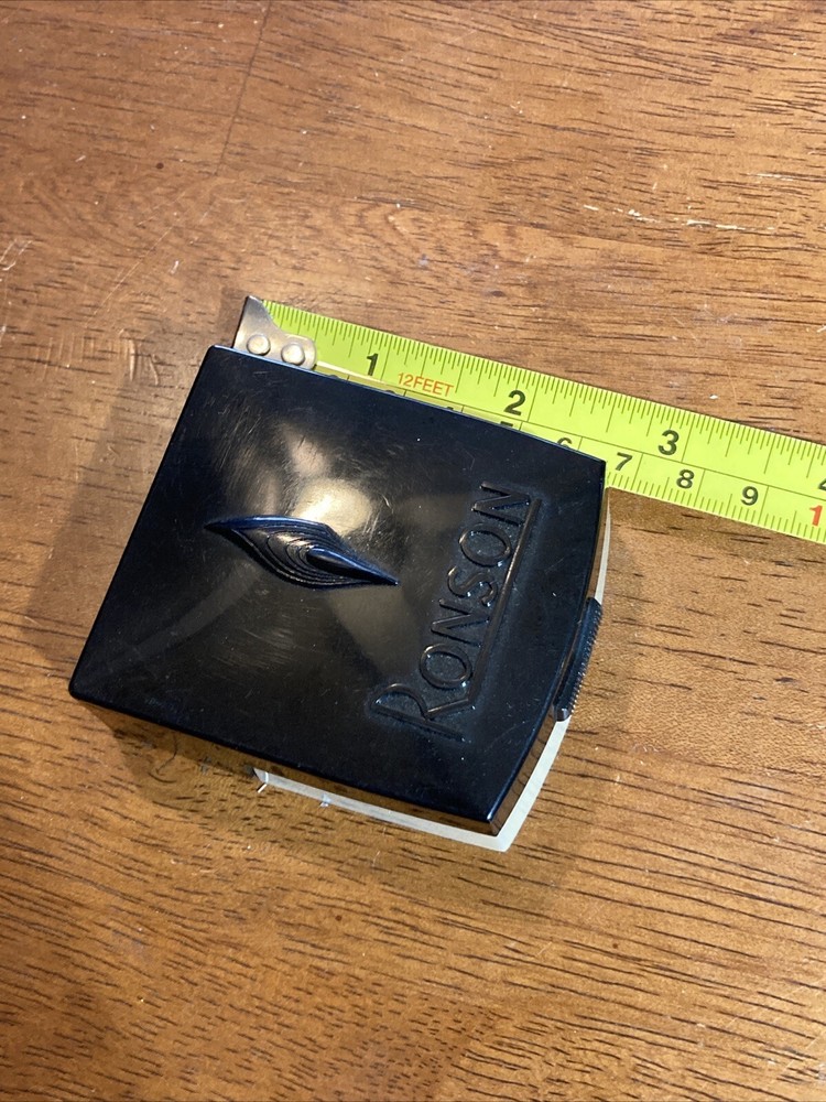 Ronson Sport Lighter Blank Silver Tone w/Plastic Case Good Shape
