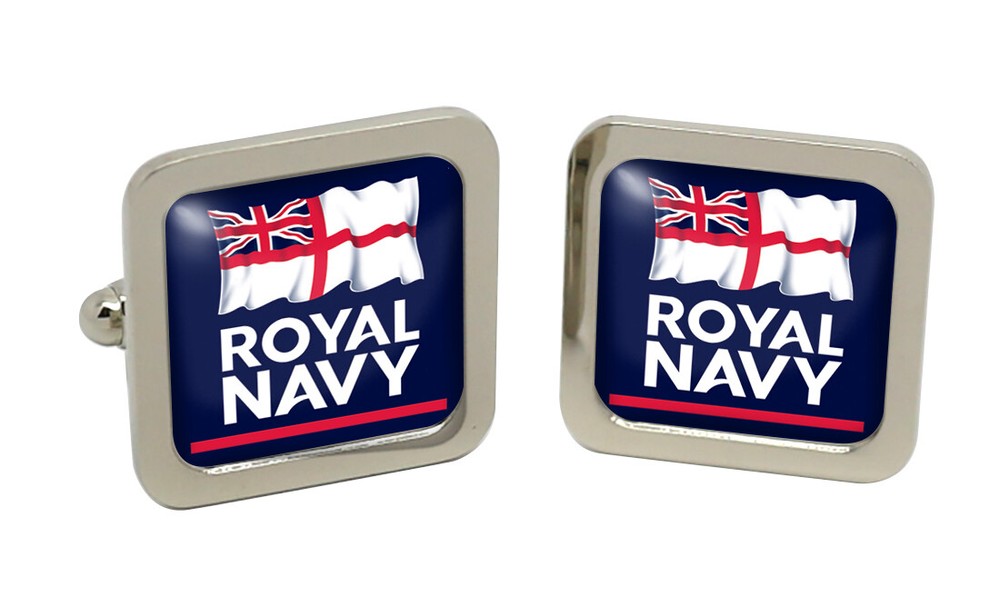 Royal Navy Logo Square Cufflinks in Box