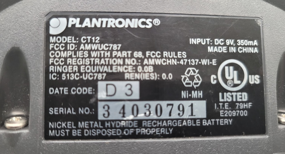 Plantronics Replacement Base for CT12