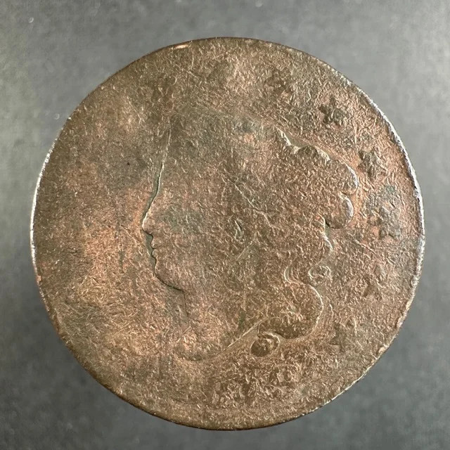 Early U.S. Large Cent Coronet Head Date Worn