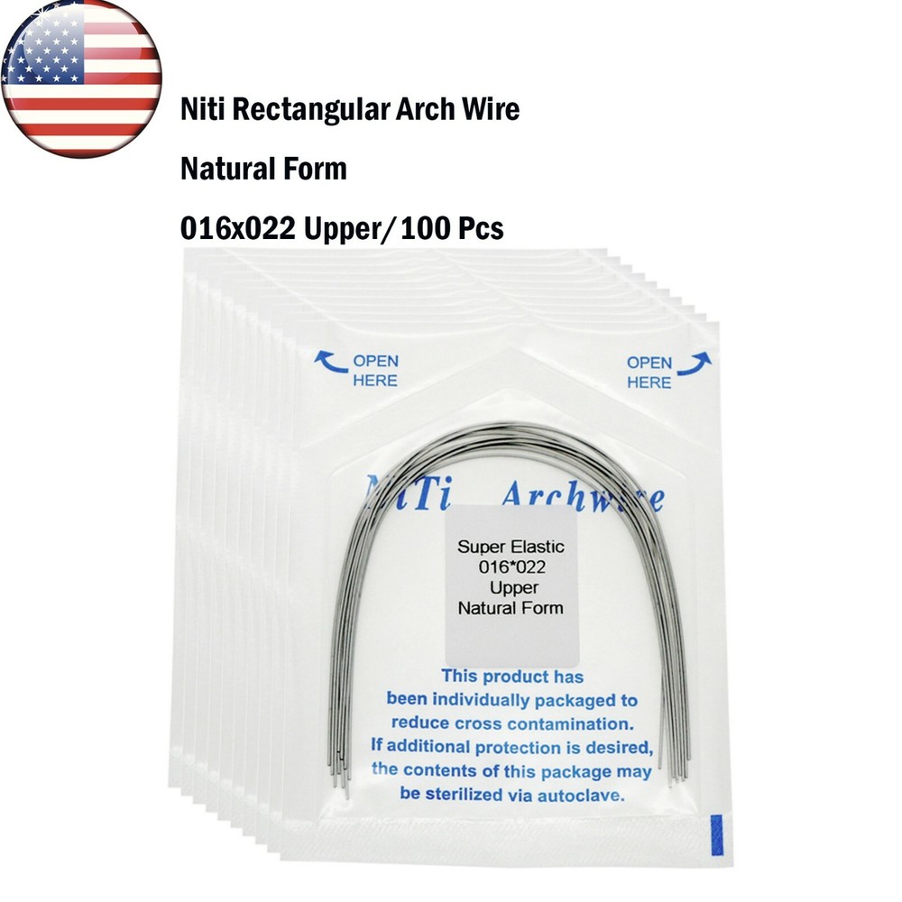 US Dental Orthodonic Rectangular Natural Form Niti Arch Wire Upper/Lower 100 Pcs
