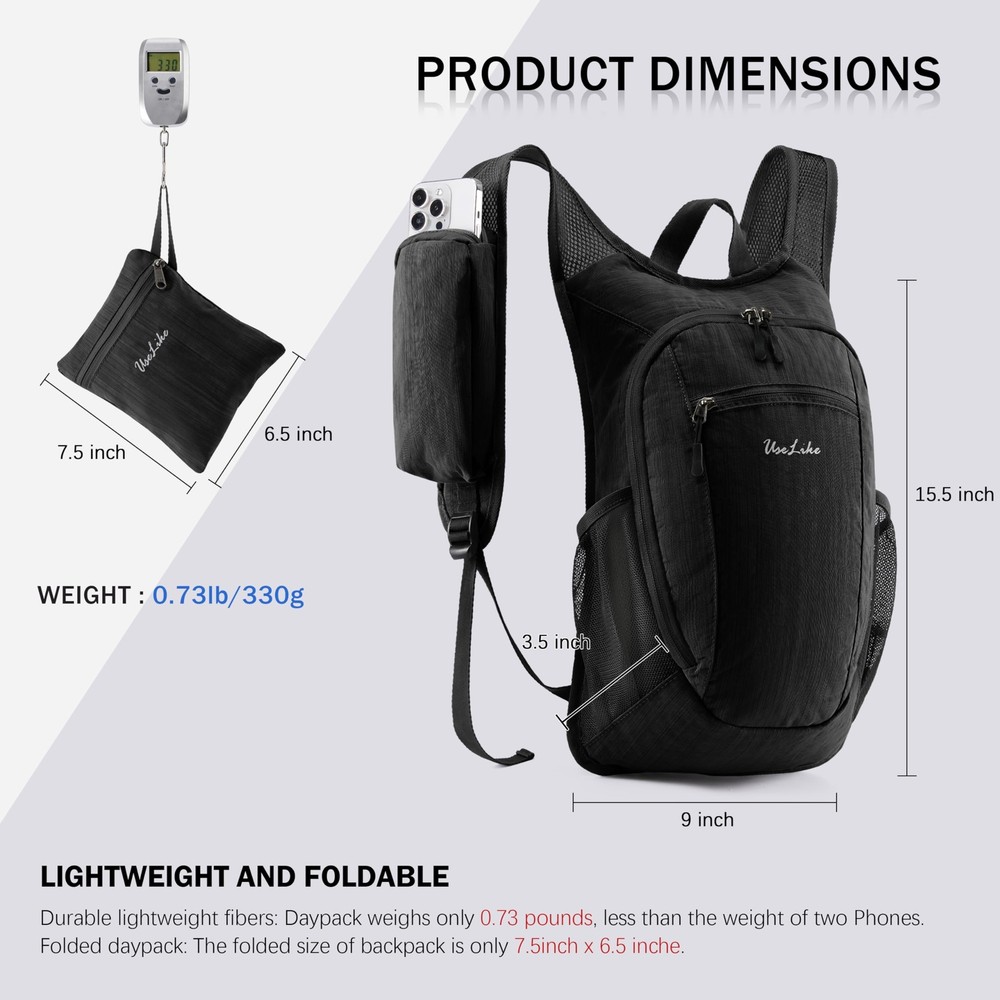 10L Small Hiking Backpack Travel Daypack Lightweight Packable Back Pack for W...