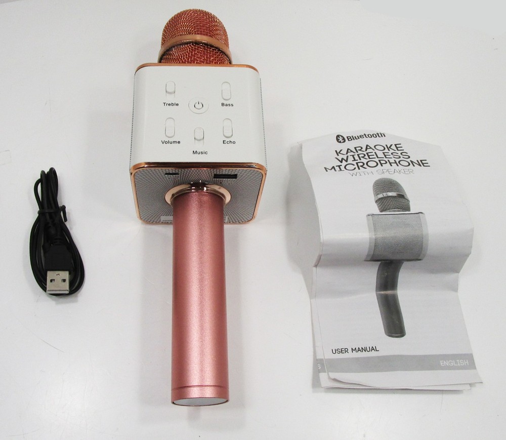 Bluetooth Karaoke Wireless Microphone with Speaker - Rose Gold