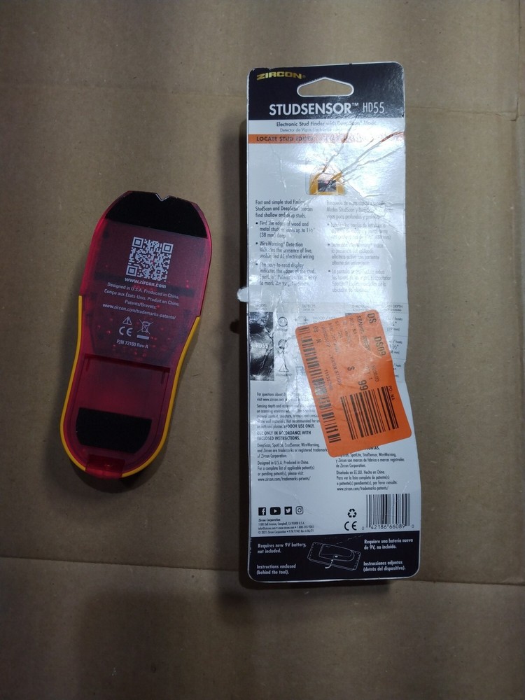 Zircon StudSensor HD55 Metal & Wood Stud Finder with Deep Scan ---2 count