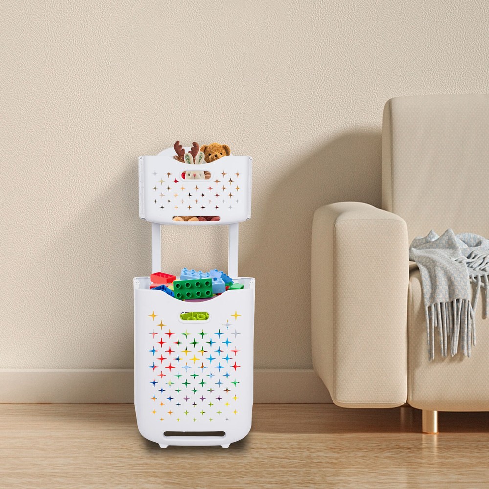Foldable Multi-tier Laundry Hamper Collapsible Dirty Clothes Laundry Basket