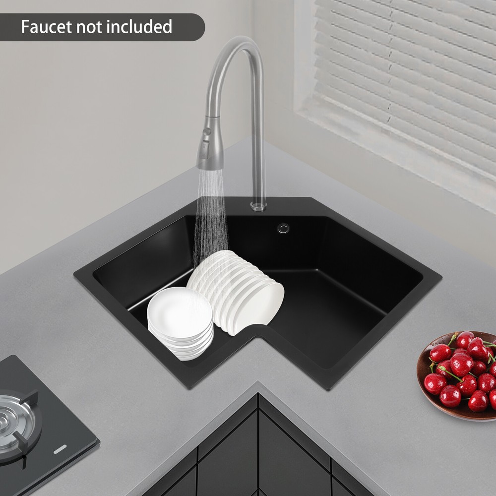 Modern Flushmount Corner Kitchen Sink, Undermount Irregular Corner Kitchen Sink