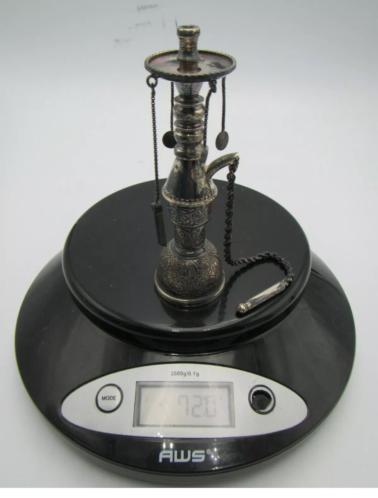 HOOKAH Pipe Fine Vintage Solid Silver .900 - Cairo Egypt Egyptian - Sterling 925