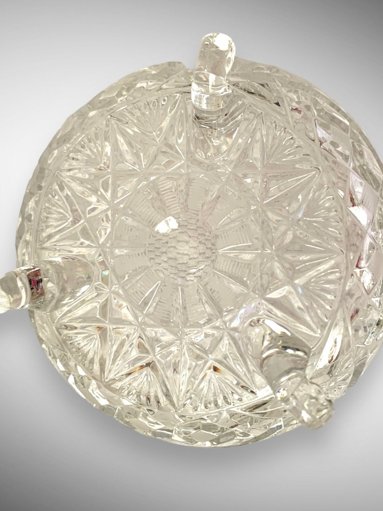 Vintage Lead CRYSTAL Etched FOOTED Lidded CANDY DISH