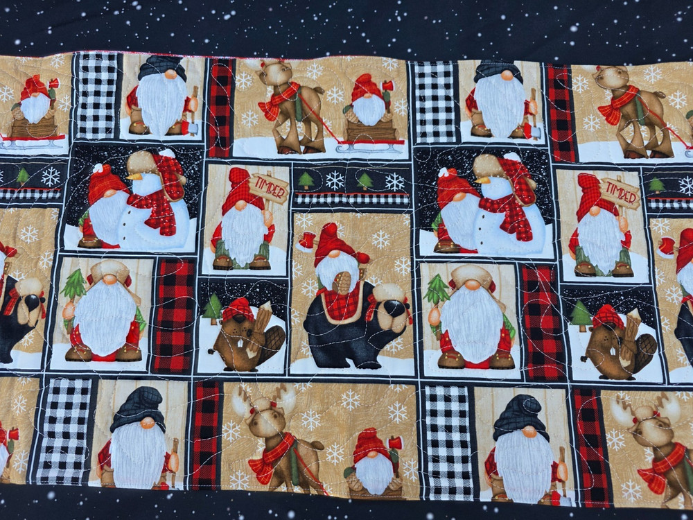 Handmade Quilted Table Runner Christmas Gnomes Snowman patchwork Moose beaver