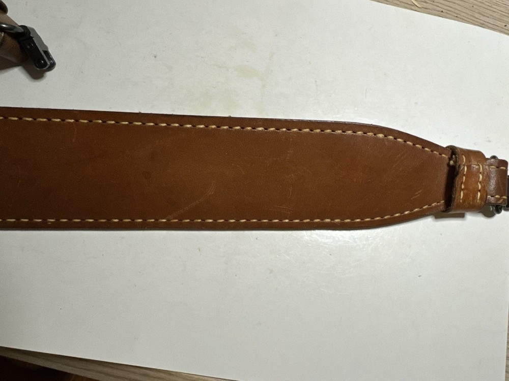 Genuine leather adjustable rifle sling, brown