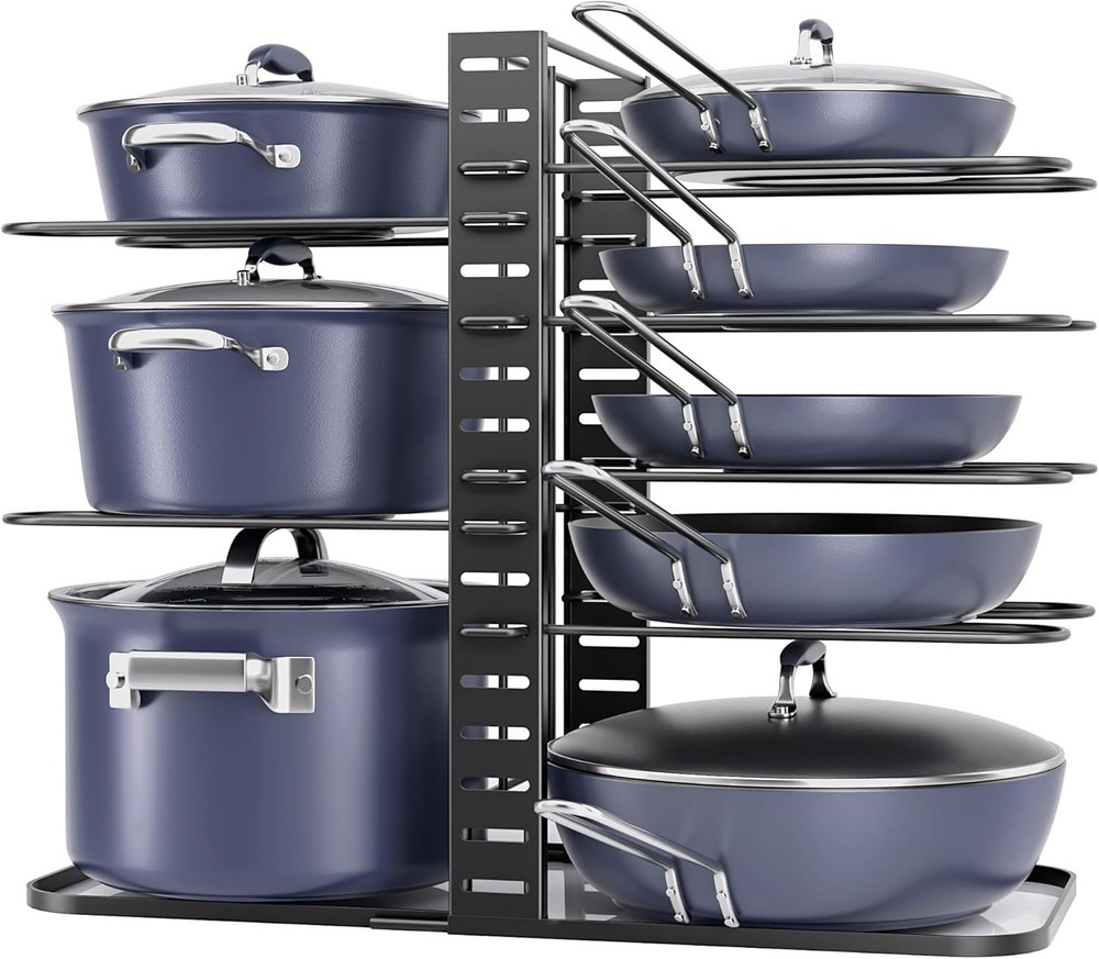 ORDORA Pots and Pans Organizer under Cabinet 14.55 Height, Adjustable 8-Tier Pot