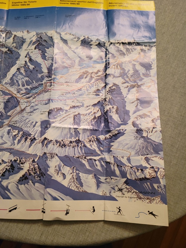 Engadin Ski Map Winter 1985/86 Used, Good.