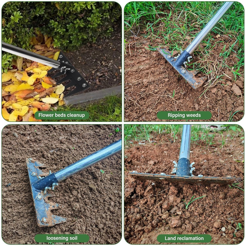 Weeding Rake Tool, Garden Weed Puller with Detachable Long Handle, 62 Inch He...