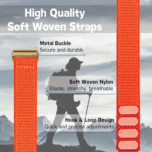 Nylon Straps Compatible with Polar Loop Bands Replacement, Small Orange