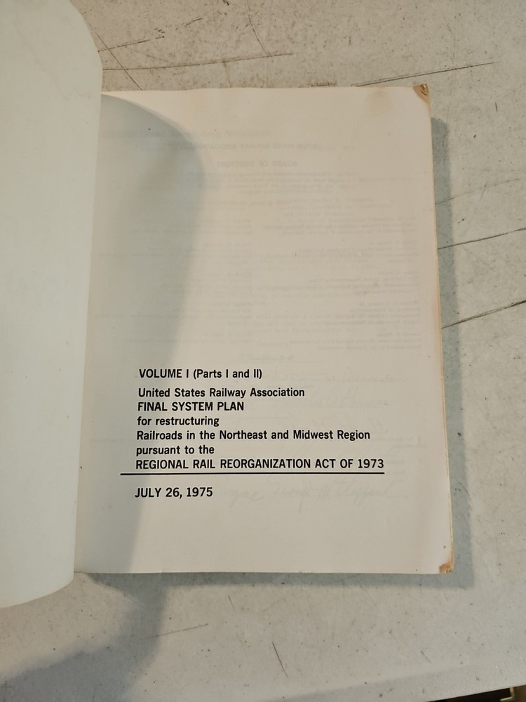 1975 United States Railway Association Final System Plan. Volume 1