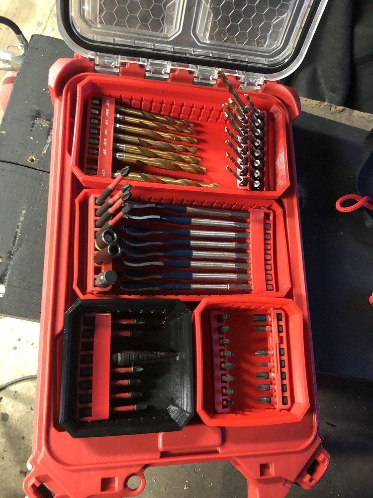 Milwaukee Packout Low Profile Long Bit Bin Red Or Black Large Pack Out Free S&H