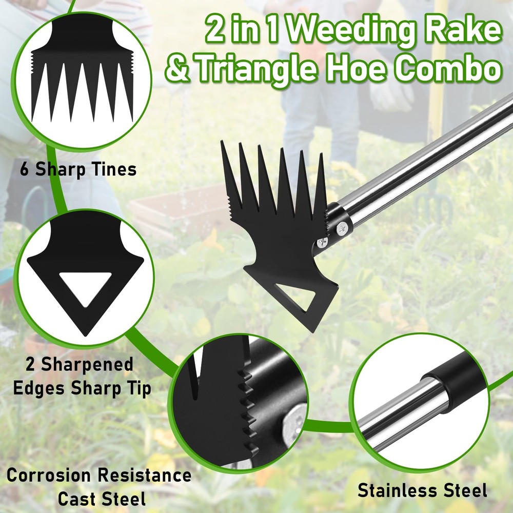 Upgraded Weed Puller Tool with Long Handle 56" Manual Weeder Remover Tool, 2