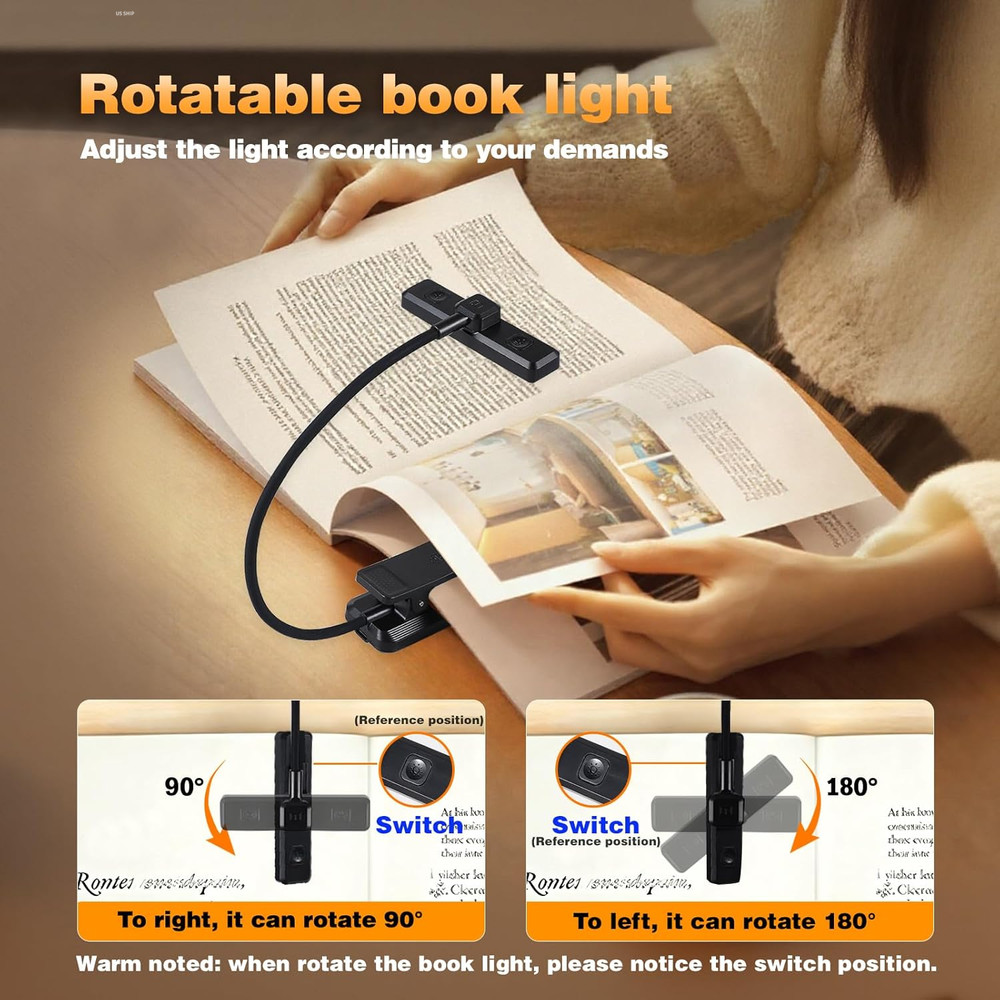Gritin Rechargeable Book Light for Reading in Bed with 19 LED & Memory Function