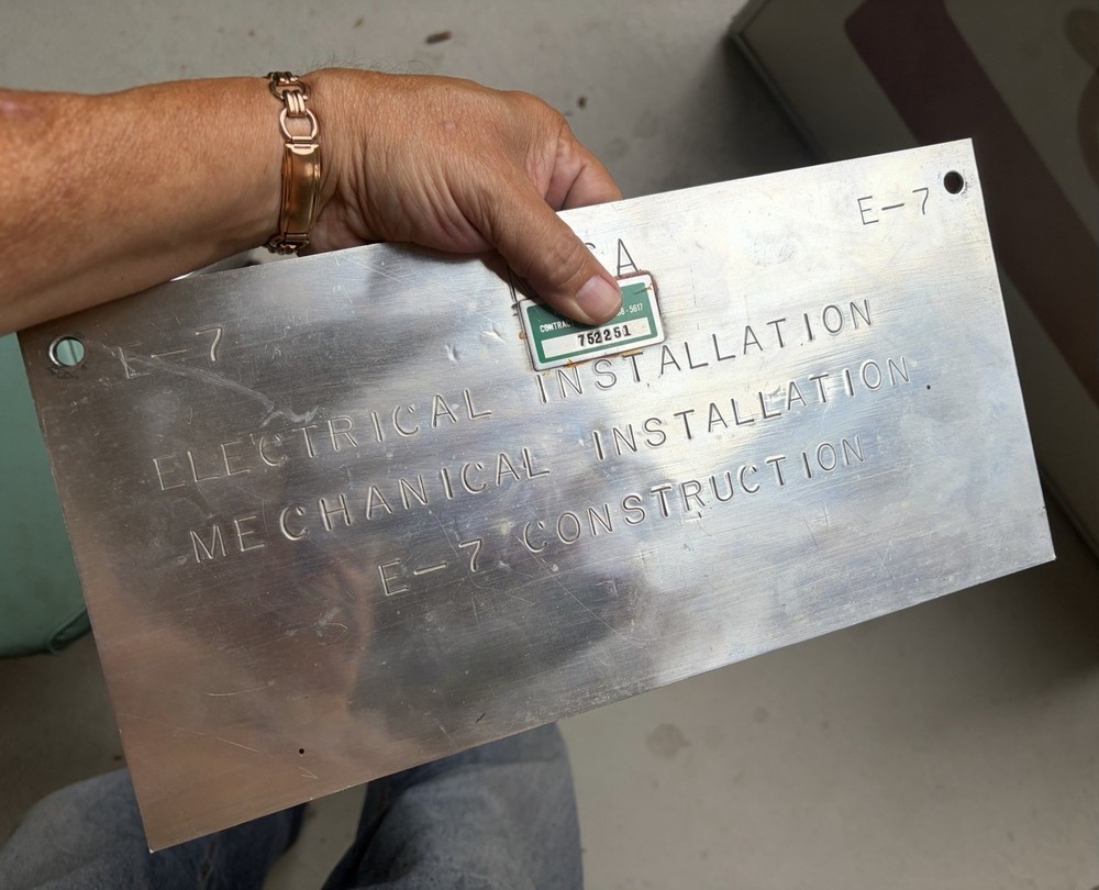 Vintage NASA Space E-7 Electrical Mechanical Construction Aluminum Panel
