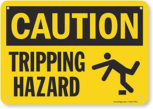 "Caution - Tripping Hazard" Sign | Plastic 7" x 10"