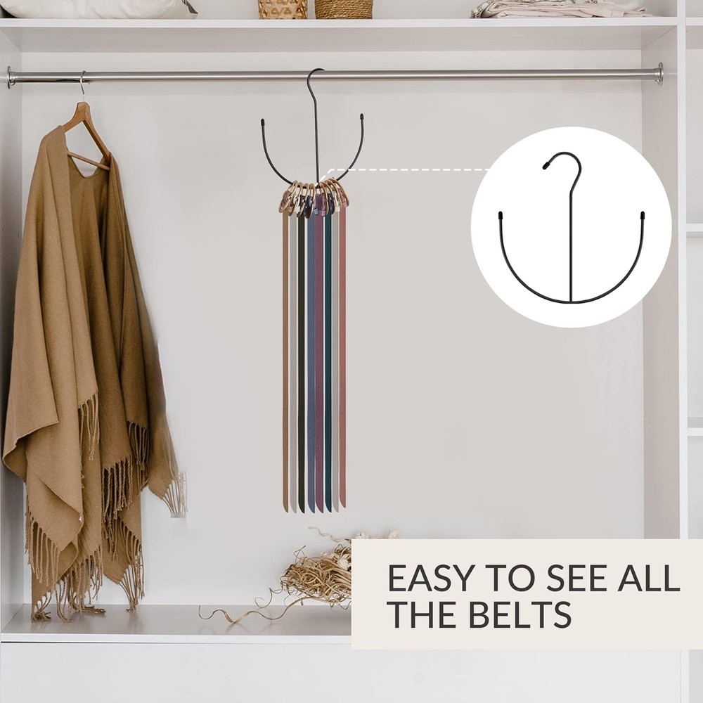 ZEDODIER Belt Hangers, Rack Black Closet Accessories 1 Pack,
