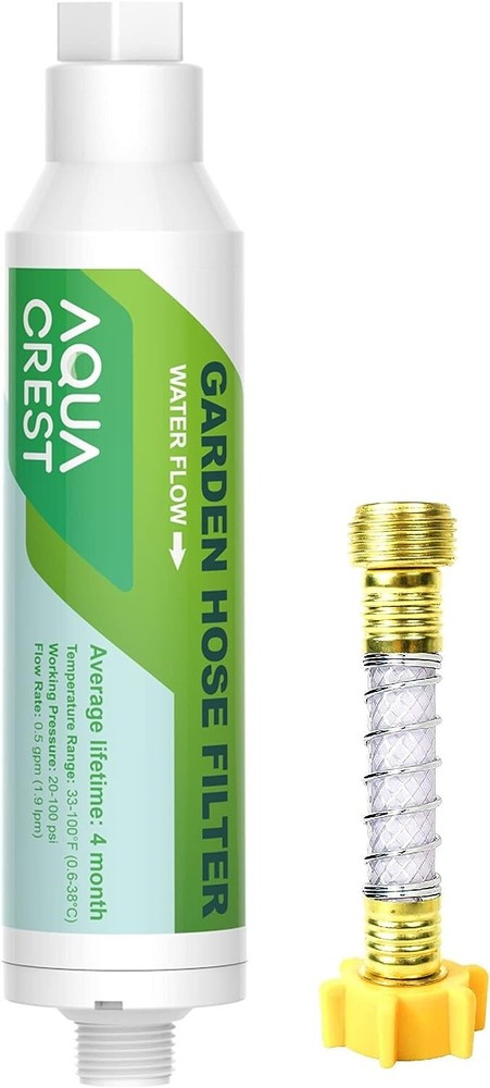 AQUA CREST Garden Hose Water Filter with Hose Protector, Reduces Chlorine,1 Pack
