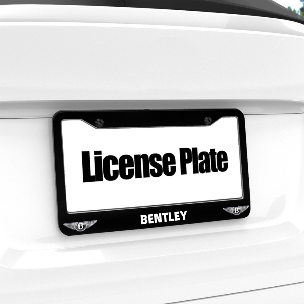 Bentley 2 Pack Aluminum Waterproof License Plate Frame Black
