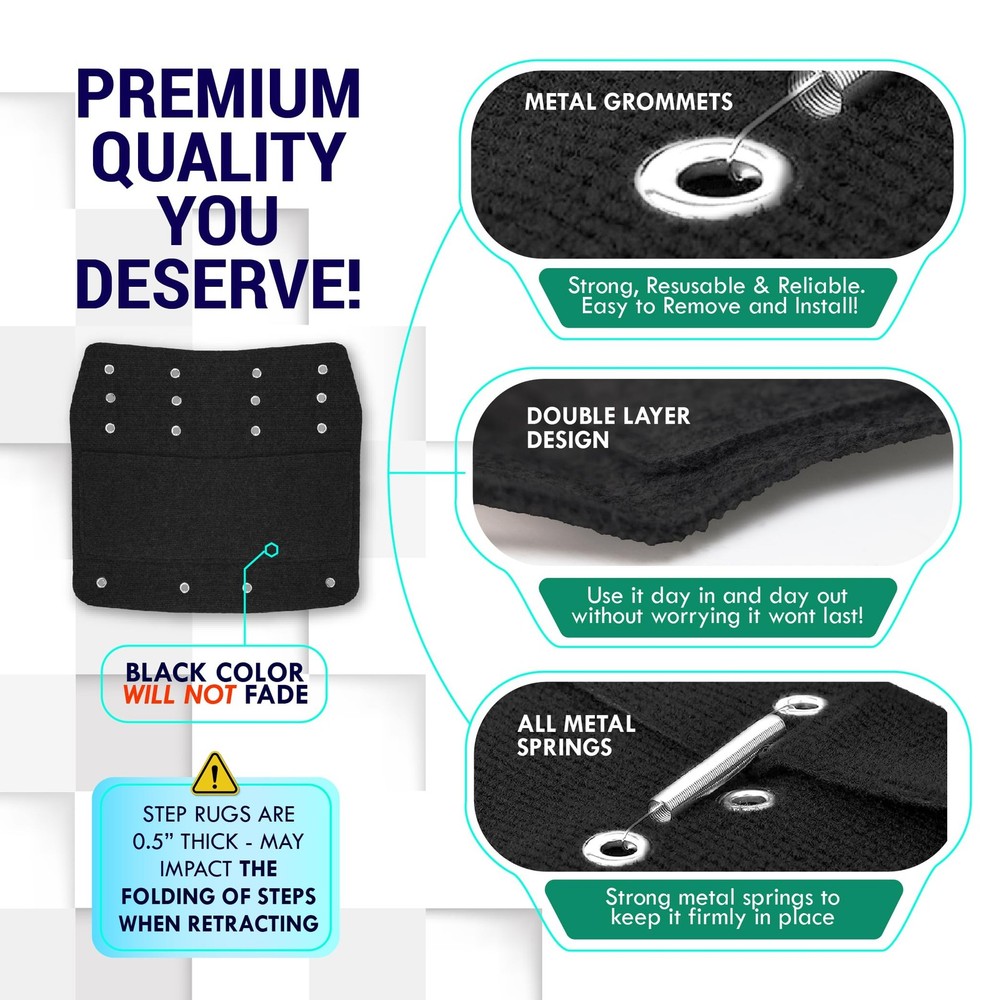 LATCH.IT Rounded RV Step Covers 4 Pack | 4-Pack 22" Wide - Curved Step, Black