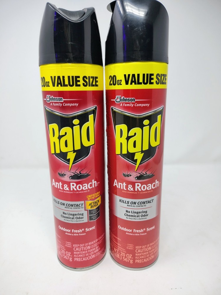Raid Defend Ant & Roach Kill Beetle Spiders On Contact 20 Oz Each 2 Pack NEW