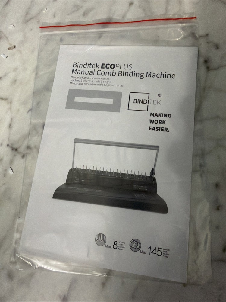 Binditek - ECOPLUS - Manual Comb Binding Machine - 19 Holes - 145 sheet binding