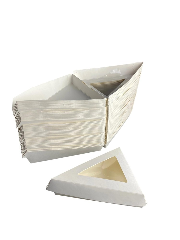 50 pcs Pre-Assembled Triangle Pizza Slice Boxes with Window, Pizza Slice Cont...