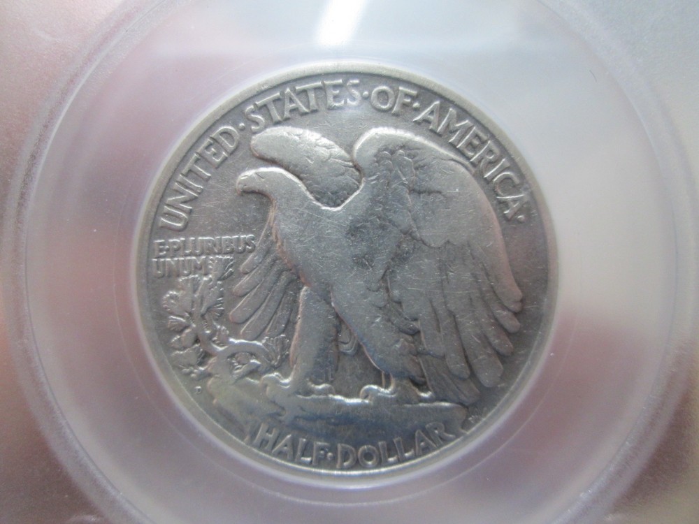 1921 D WALKING LIBERTY SILVER HALF DOLLAR IN FINE CONDITION CLEANED