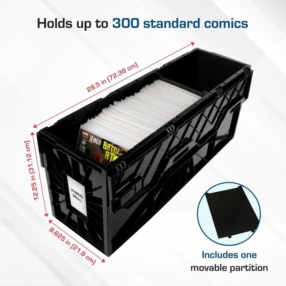 BCW LONG Comic Book Storage Box Bin Heavy Duty Plastic Stackable Hold 300 Bags