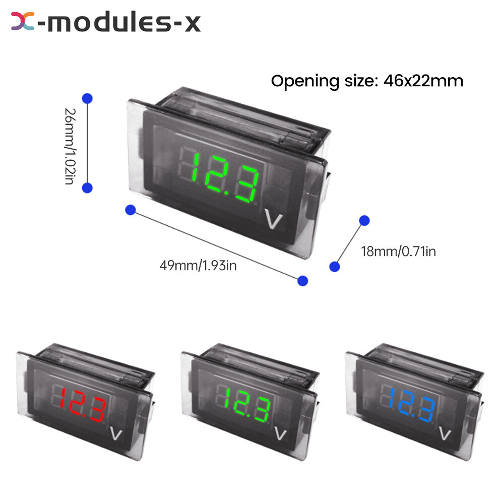 Waterproof 3-Digit DC12~24V Digital Voltmeter High Precision LED Panel Display