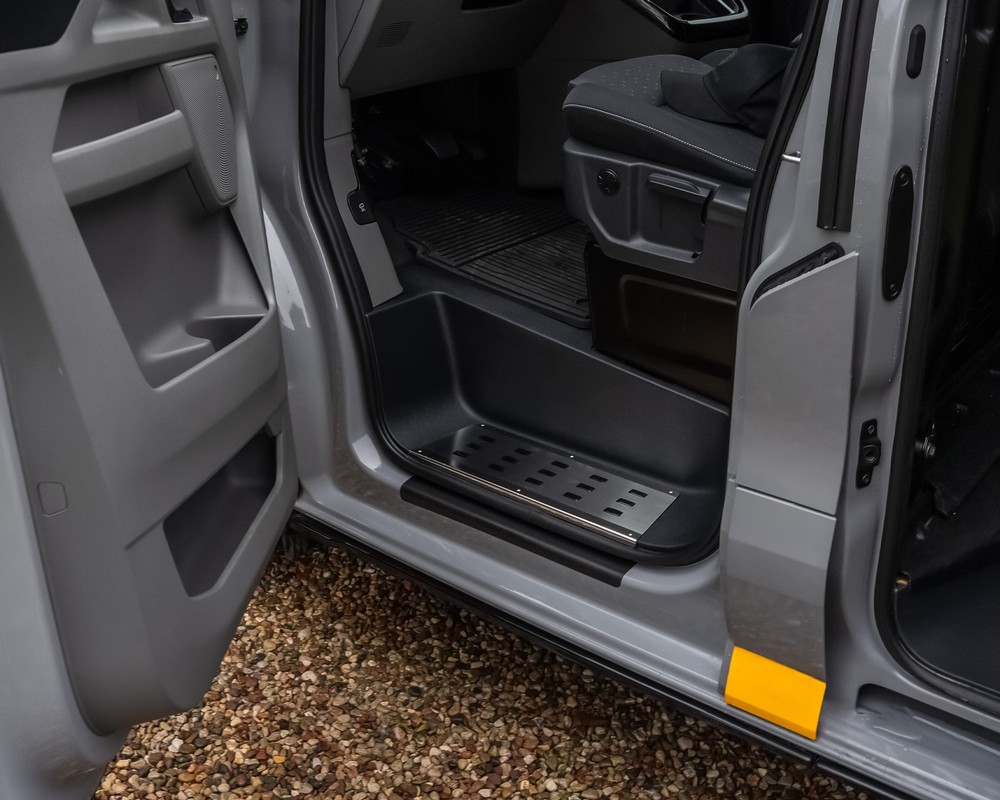 VW Transporter 2025 Front Interior Step Covers - Black | Silver