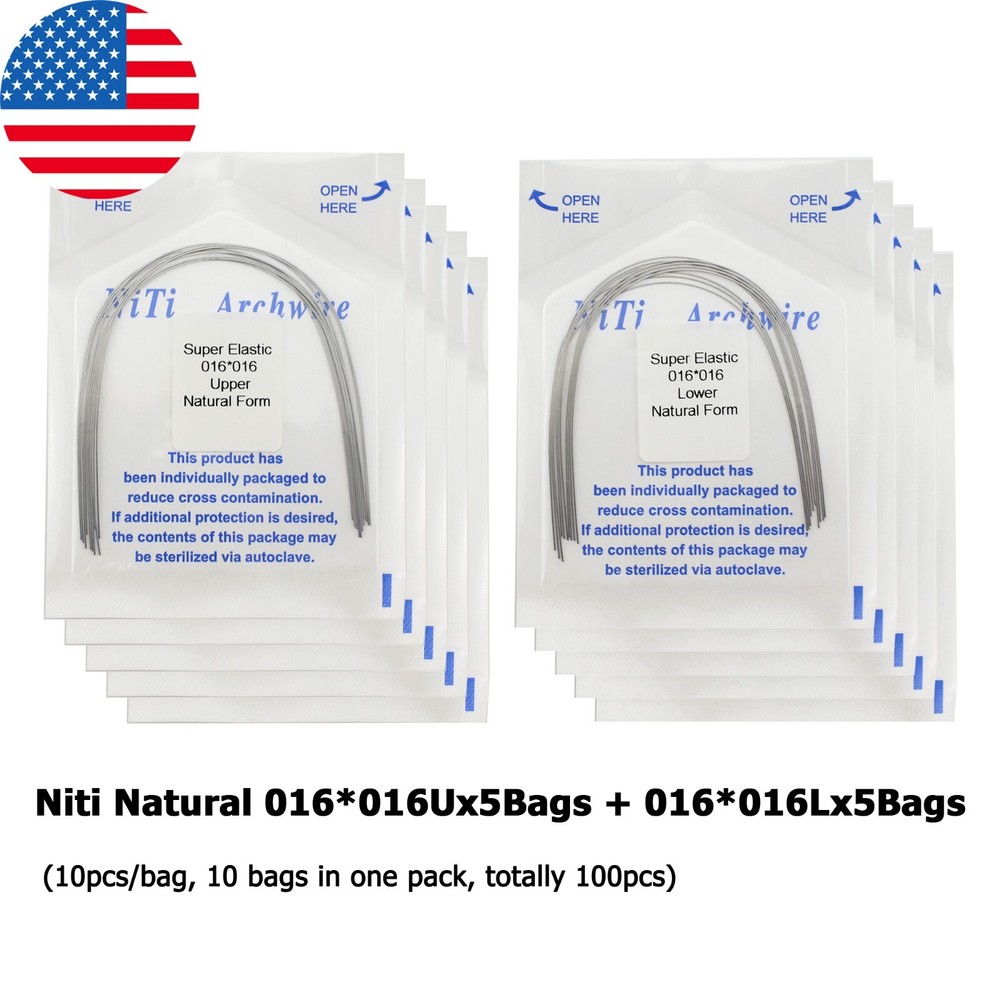 100PCS Dental Orthodontic Niti Arch Wire Rectangular Round Natural Upper Lower