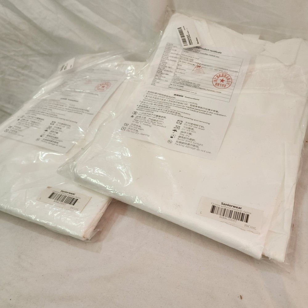 Senior Disposable Isolation Gown, White, Large