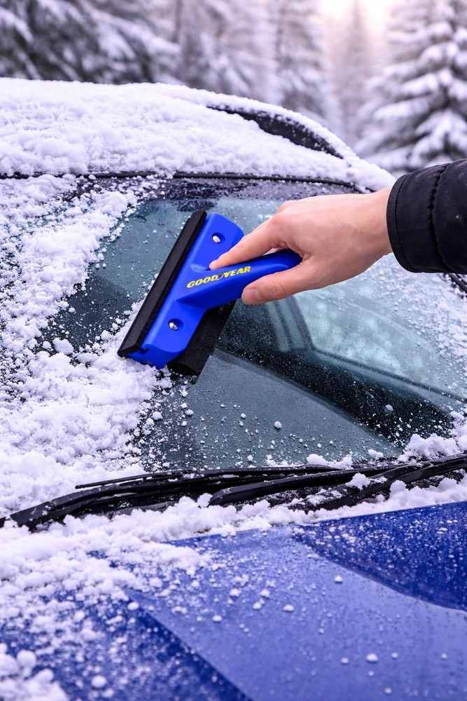 Goodyear 3-in-1 Ice Scraper Squeegee & Sponge Car Windscreen Cleaner Winter Tool
