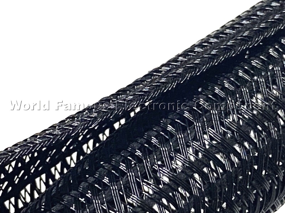 F6N0.13BK 1/8" Black Split Braided Cable Sleeving , Split Loom , Wrap -USA